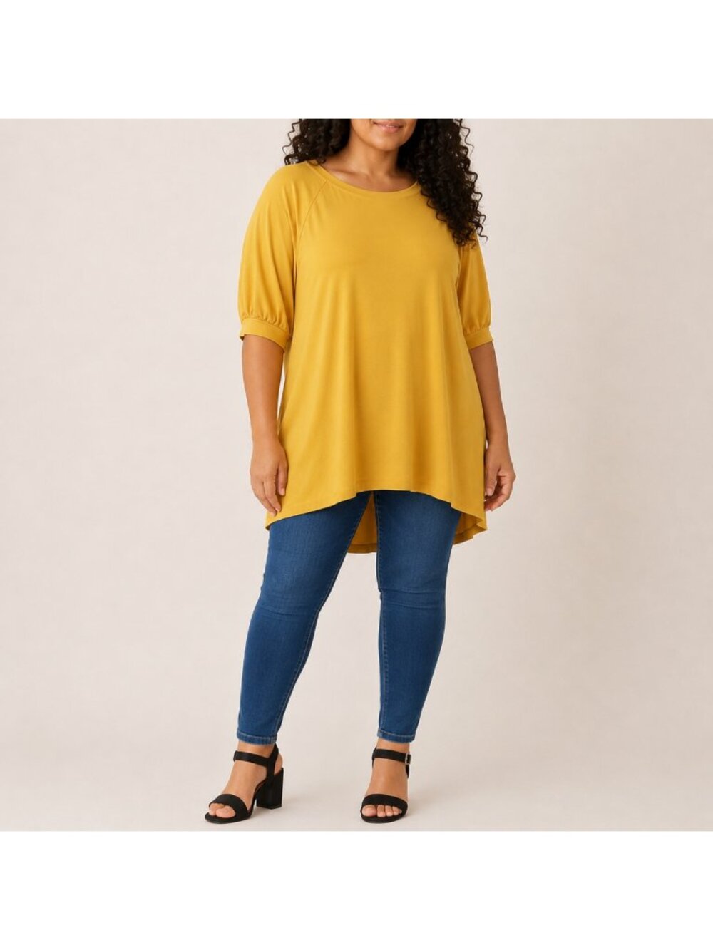 NEW Marallis Mustard Yellow High Low Tunic Top - XXL